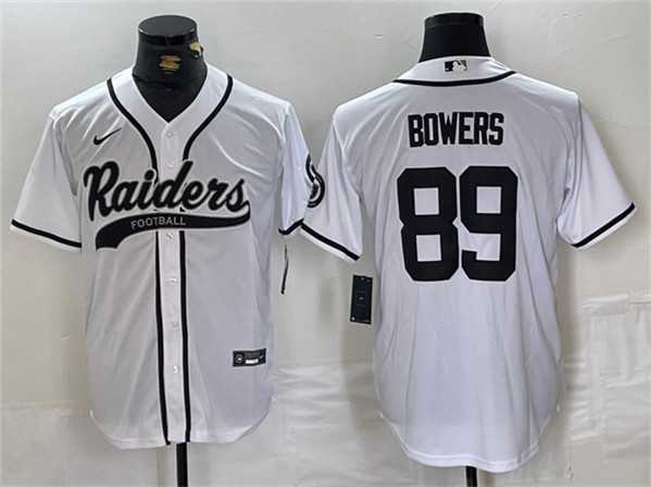 Men%27s Las Vegas Raiders #89 Brock Bowers White Cool Base Baseball Stitched Jersey